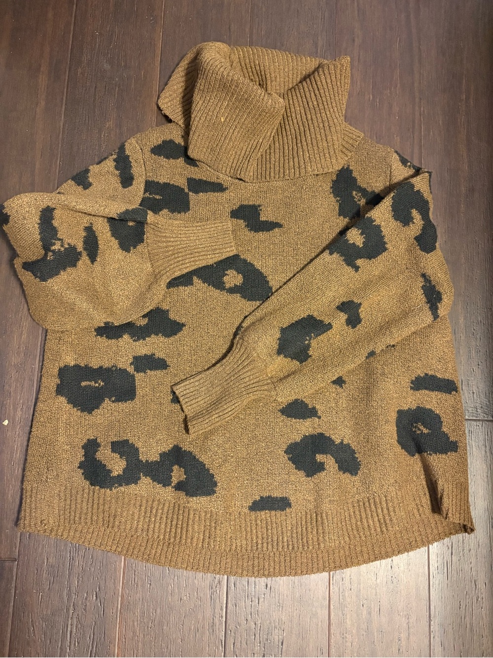 Philosophy Brown and Black Leopard Cowl-Neck Sweater